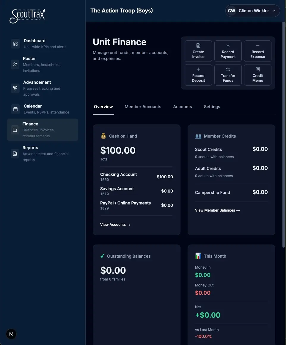 ScoutTrax Leader App - Track advancement, manage finances, and communicate with parents